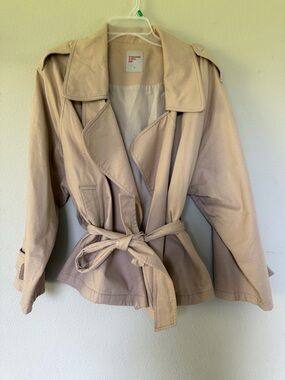 8 seconds short tan trench with waist tie